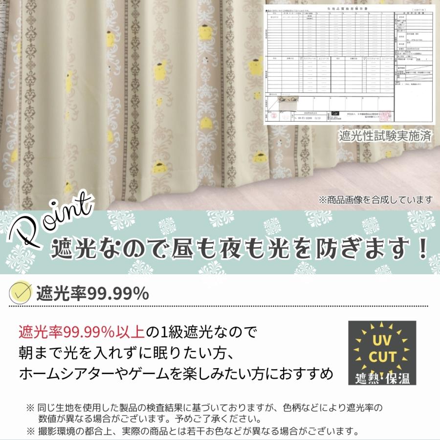 未使用　ポムポムプリン　遮熱カーテン　2枚組　100×200　サンリオ　日本製 sanrio（サンリオ） 【日本製】ポムポムプリン 114サイズ 1級遮光・遮