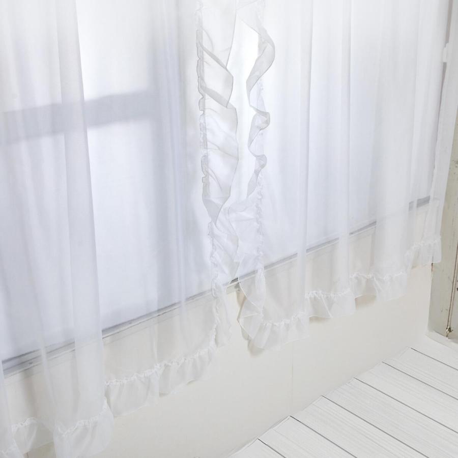 フリルレースカーテン ホワイト 100×133cm 2枚組 HZ-CU-R-FRILL-N
