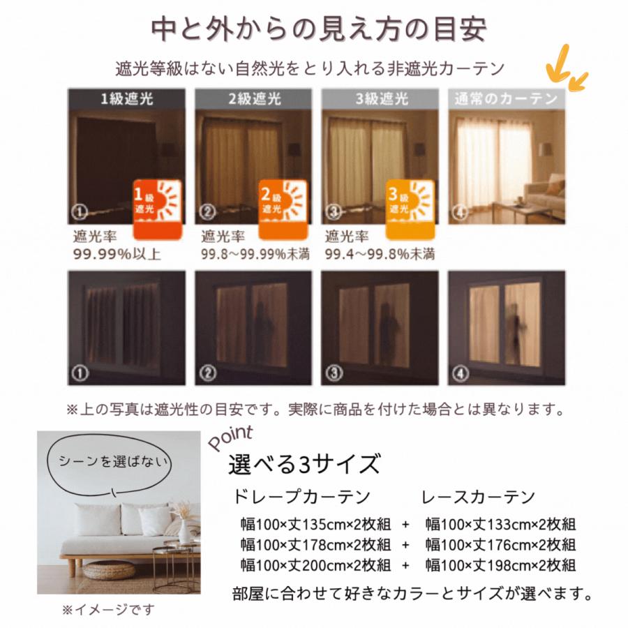 フリルカーテンセット 4枚セット 3サイズ 100×178cm 4色