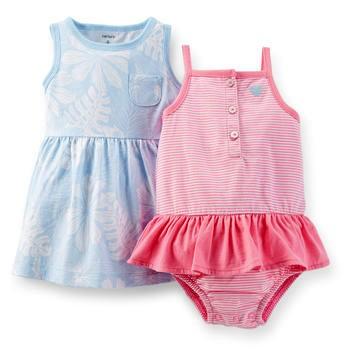 カーターズ ワンピース ロンパース 2枚 セット Carter S ボーダー 青 ブルー ピンク ベビー 赤ちゃん用 女の子用 6m9m12m18m24m Supersport Tn