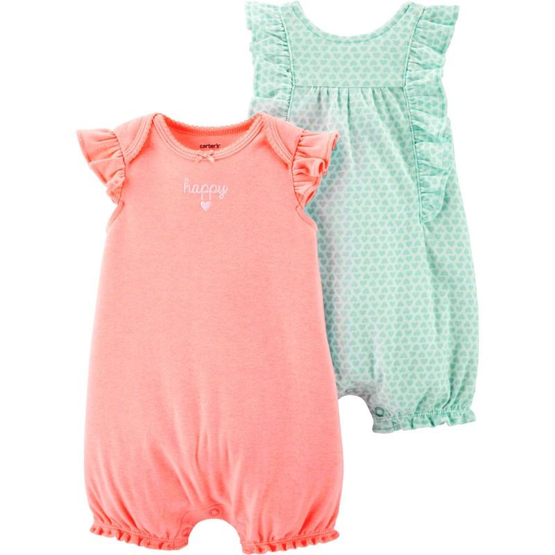 カーターズ ロンパース 2枚セット 女の子 Carter's 正規品 フリル袖 ベビー 赤ちゃん用 3m6m9m
