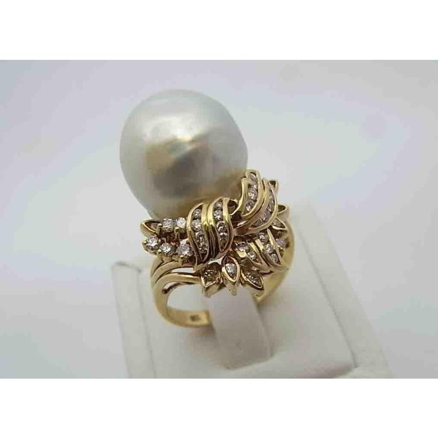 低価格の K18南洋真珠/ダイヤモンドリング 指輪