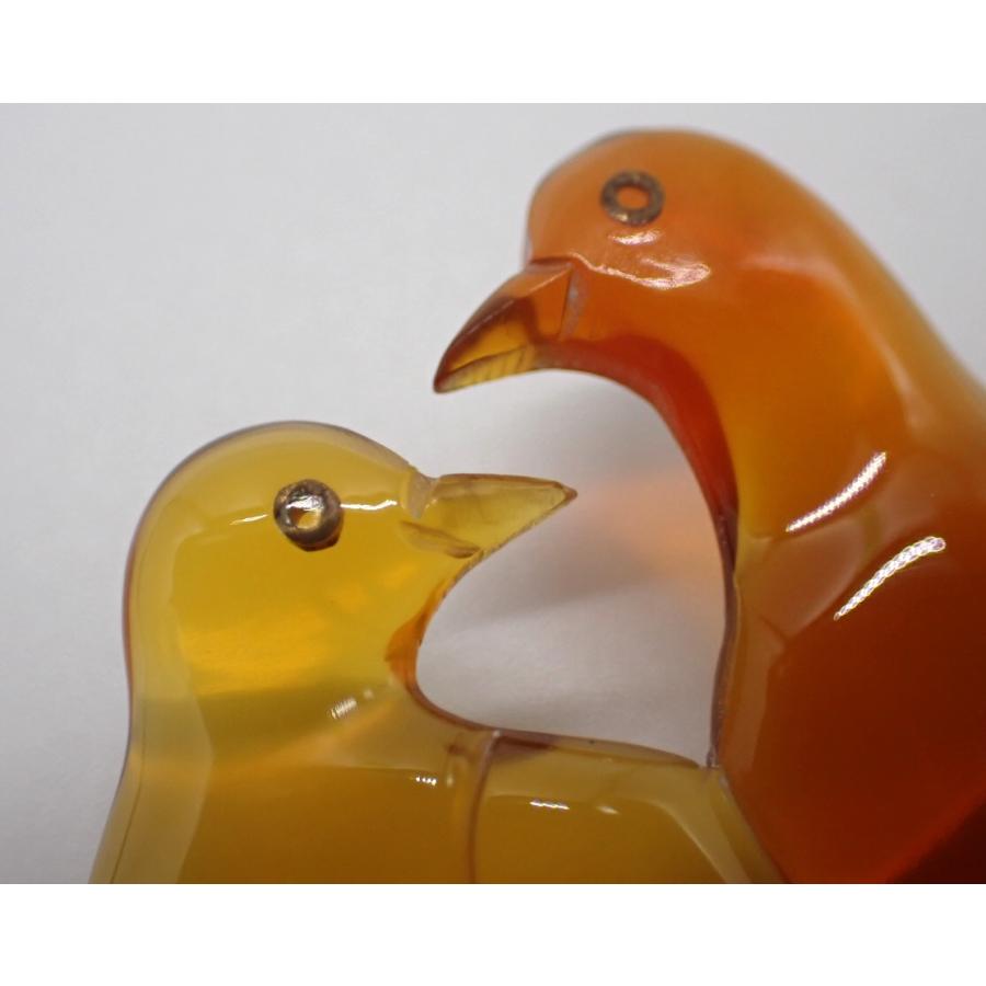 希少 白甲 本べっ甲 ブローチ「双鳩」 : アンティークフィガロ