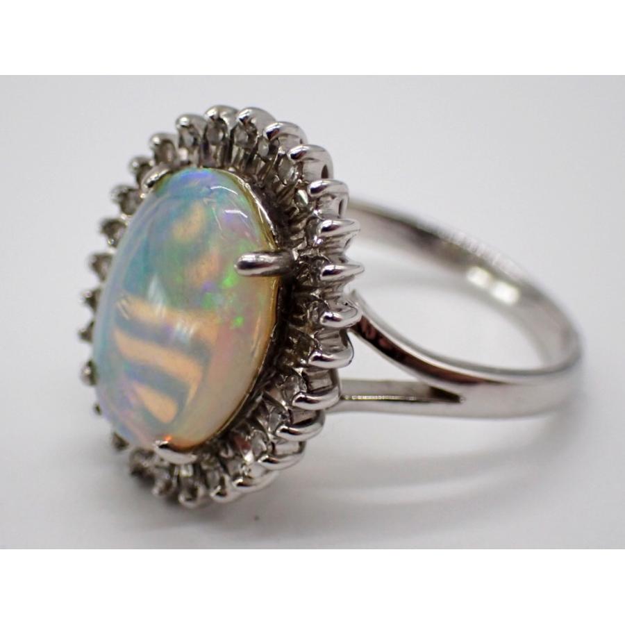 K18WG オパール ダイヤモンドリング 14号 フランス製