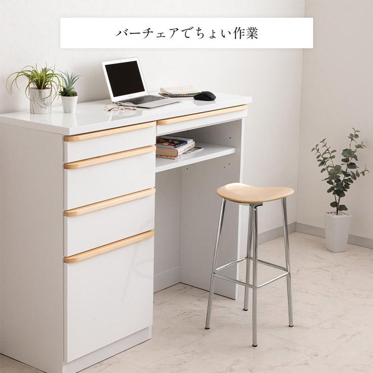 キッチンカウンター 幅105cm 収納 完成品 ゴミ箱スペース 間仕切り スライドカウンター付_13