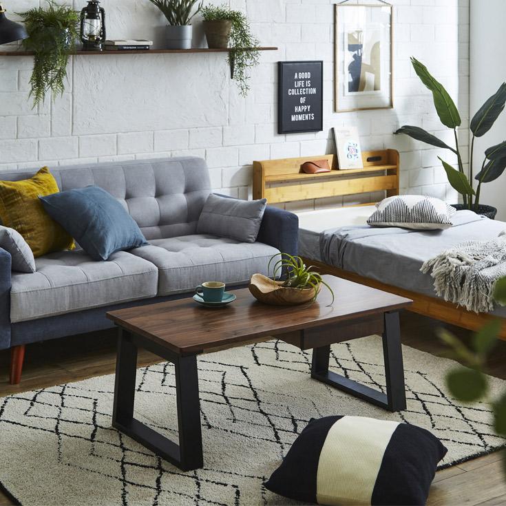 テーブル 4人用 収納付き 引き出し収納 ローテーブル リビングテーブル