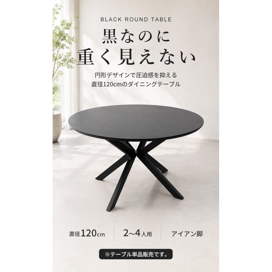 ダイニングテーブル 丸テーブル 直径120cm 円形 ブラック 黒 テーブル