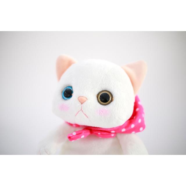 在庫一掃☆残りわずか】ぬいぐるみ ピンクずきん 白猫 Mサイズ