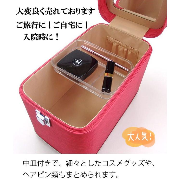 メイクボックス 鏡付き 鏡可動 化粧 大容量 持ち運び エピ調 水シボ