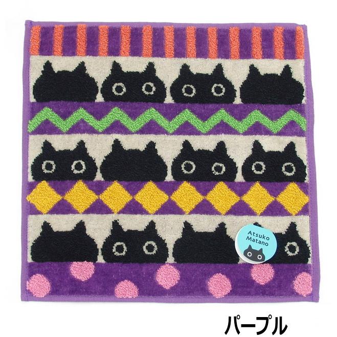 Atsuko Matano（アツコマタノ） タオルハンカチ 12匹のMEME 黒猫