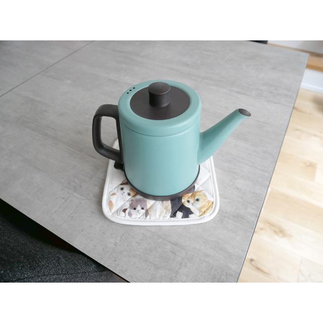 鍋敷き 猫 鍋しき 布製 キャット 綿 キッチン用品 ループ付き 猫柄 猫