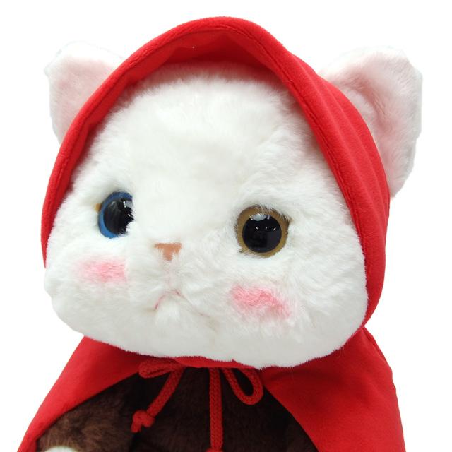 ぬいぐるみ 猫 プレゼント 赤ずきん 白猫 Lサイズ 大 ジェトイ