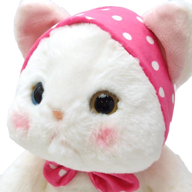 ぬいぐるみ 猫 プレゼント ピンクずきん 白猫 Lサイズ 大 ジェトイ