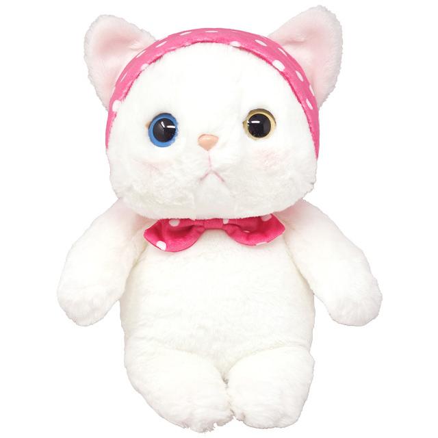ぬいぐるみ 猫 プレゼント ピンクずきん 白猫 Lサイズ 大 ジェトイ