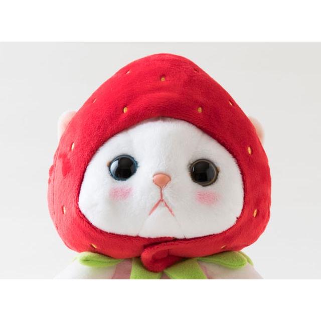 じゃれねこ『3月☆20 苺♡いちご』 ぬいぐるみ 猫 ねこ ネコ いちご 白猫 Mサイズ フルーツ
