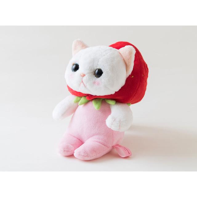 ぬいぐるみ いちごコスチューム 白猫 Sサイズ フルーツ choochoo本舗