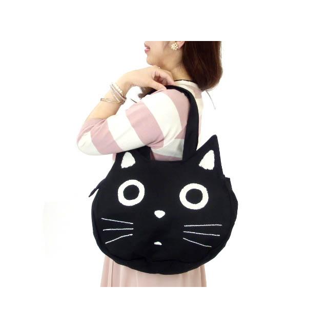 ショルダーバッグ トートバッグ フェイスバッグ 大サイズ ねこ顔