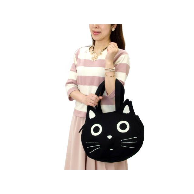 ショルダーバッグ トートバッグ フェイスバッグ 大サイズ ねこ顔