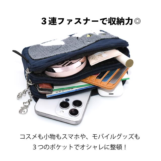 ポーチ 猫 化粧ポーチ 猫柄 仕分けポーチ 3ポケット 小物入れ