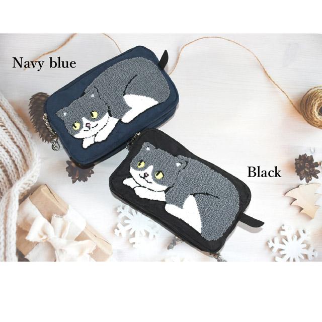 ポーチ 猫 化粧ポーチ 猫柄 仕分けポーチ 3ポケット 小物入れ