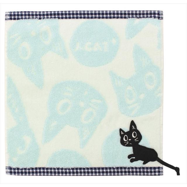 タオルハンカチ ハンドタオル ギンガムチェック 黒猫 ハンカチ 売れ筋
