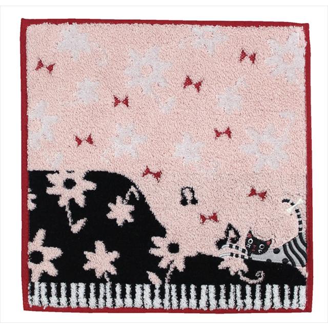 タオルハンカチ フラワーピアノ ピアノ 音符フラワー ハンドタオル