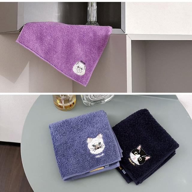 閉店セール☆30%クーポン】 タオル ハンカチ 猫 猫柄 刺しゅう 綿