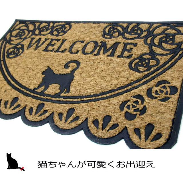 玄関マット 屋外 コイヤーマット 屋外用 ドアマット 泥落とし 猫 雑貨 小物 グッズ 猫柄 薔薇雑貨 薔薇柄 バラ ローズ 誕生日｜osyarehime｜02