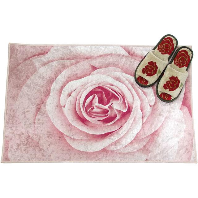 マット ローズ 薔薇 花柄 室内用 玄関マット フロアマット