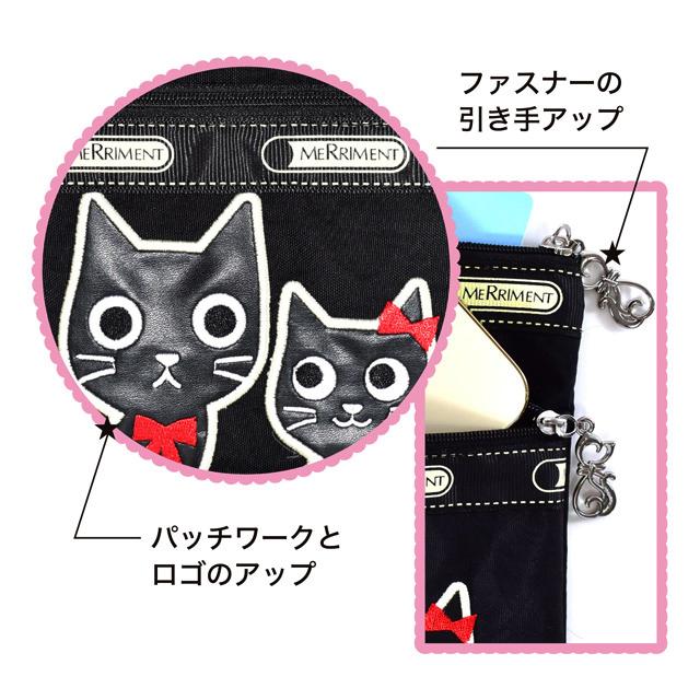 ポーチ 猫 パッチワーク 化粧ポーチ カジュアル 猫柄 ダブルジップ