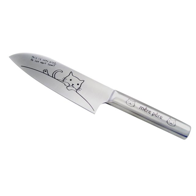 東亜金属 包丁 猫 猫柄 三徳包丁 オールステンレス 箱付き