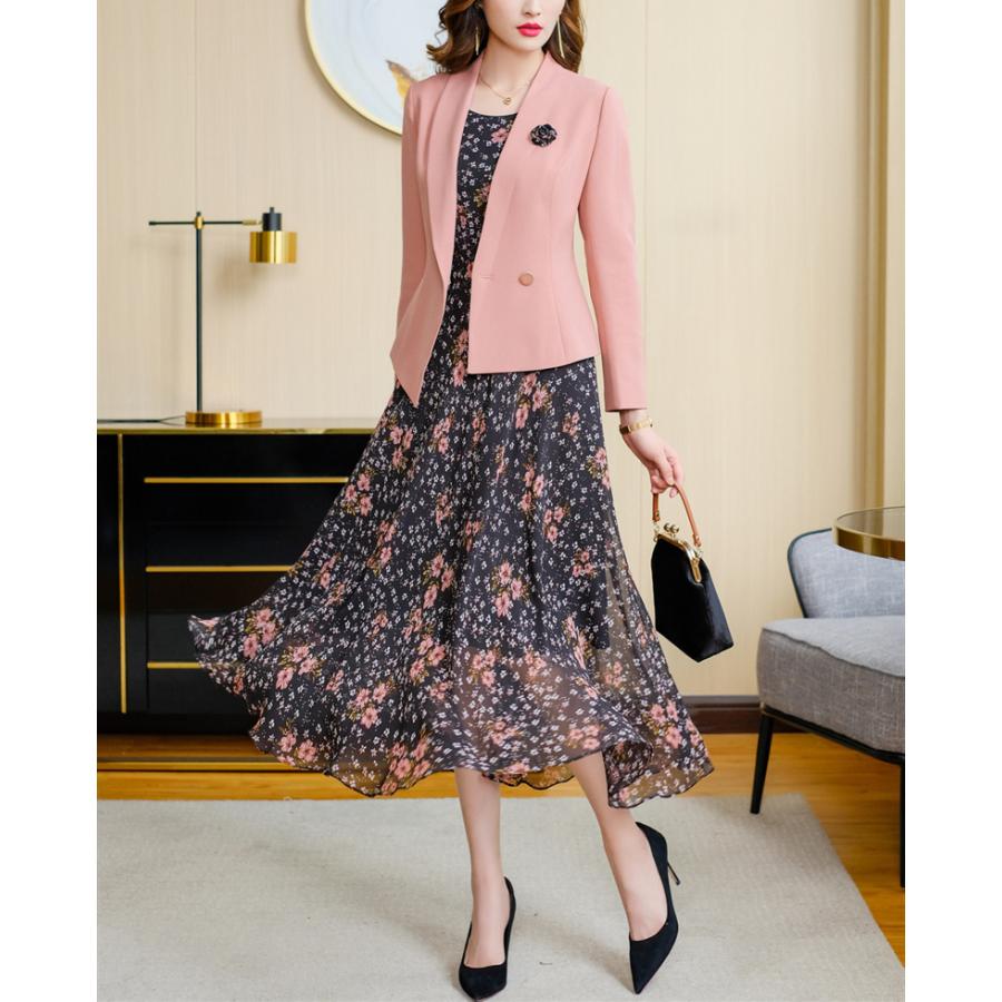 顔合わせ 母親 服装 50代 ワンピース セットアップ ボウタイ スーツ アンサンブル 長袖 ジャケット 花柄ワンピース ジャケット フォーマル ワンピース 60代 70代 大きいサイズ専門店osyareism 通販 Yahoo ショッピング