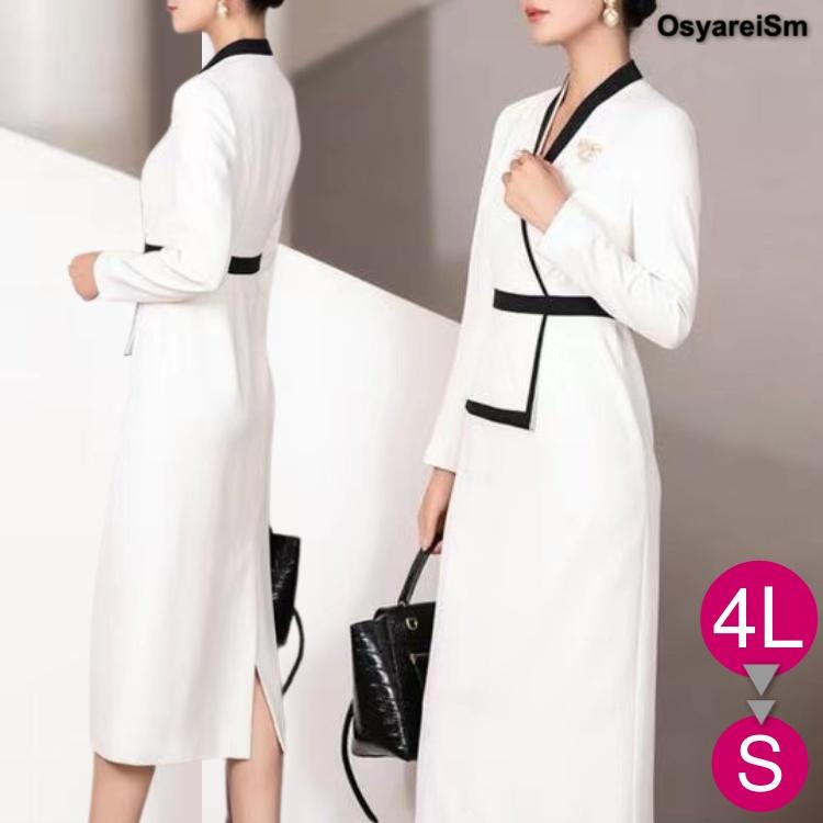 入学式 ママ ワンピース 白 ロング丈 40代 50代 入園式