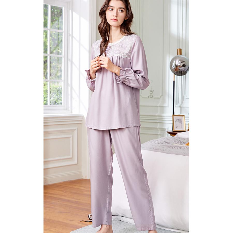 美品 秋 綿100 長袖 レディース パジャマ 冬 パープル ルームウエア おしゃれ 入院 綿100 セット 襟付き 2l 3l 長ズボン 大きいサイズ 可愛い かわいい 下着 靴下 部屋着 Wimmoi Org