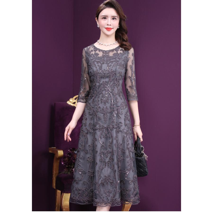 贈物 結婚式 母親 ドレス 親族 フォーマルドレス ミセス 60代 50代 40代 70代 シニア 春 夏 フォーマル ワンピース 結納 顔合わせ お宮参り 祖母 服装 叔母 グレー Comviet Ch