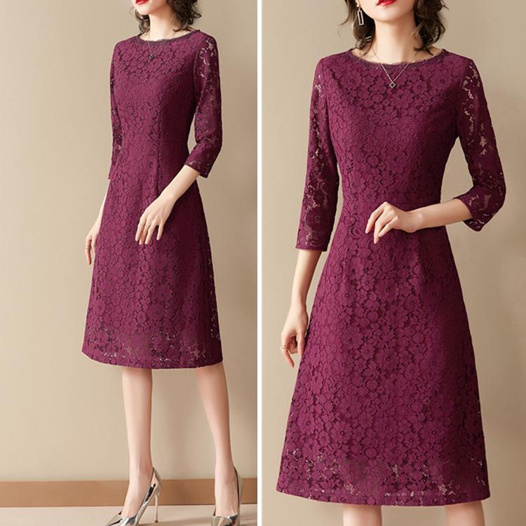 大好き 40代 袖あり ロング丈 ワンピース 結婚式 フォーマルドレス ドレス 披露宴 お宮参り 結納 顔合わせ セミフォーマル オケージョン 祖母 叔母 母 レース 半袖 春 秋冬 夏 大きいサイズ パーティードレス シニア 70代 30代 60代 フォーマルワンピース 大人 親族 ミセス