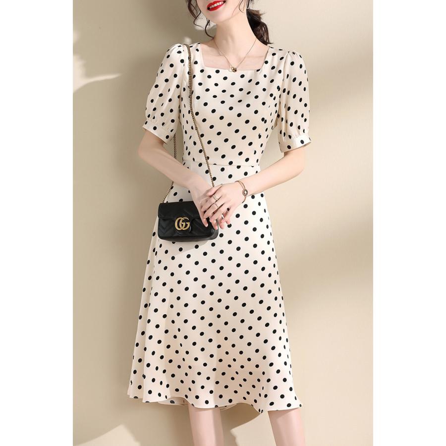 水玉模様 フォーマルドレス 135センチ 結婚式 ワンピース 袖あり 40代 母親 ロング 夏 春 おしゃれ 水玉