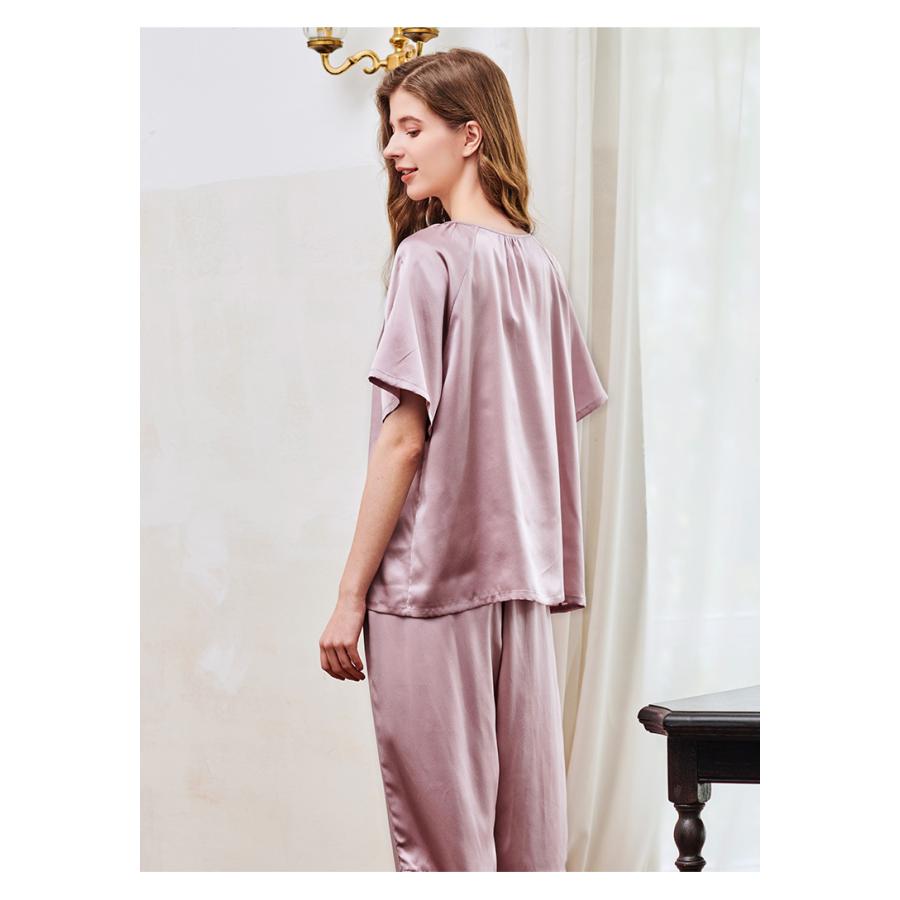 シルク パジャマ レディース 夏用 長袖 かわいい シルクパジャマ 春 夏 シルク100 19匁 絹 洗える 可愛い 長ズボン 大きいサイズ 長袖 パジャマ パープル 176 97 結婚式ワンピース専門店osyareism 通販 Yahoo ショッピング
