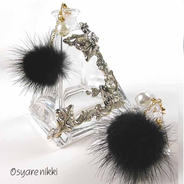 ミンクファーピアス パールピアス ファーピアス ミンクファーパールイヤリング ミンクボールイヤリング ピアス 天然