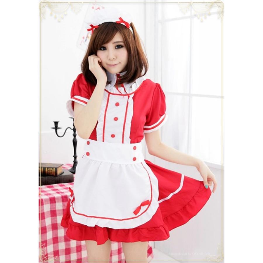 コスプレ 衣装 メイド メイド服 ウェイトレス 赤 レッド ワンピース 仮装 こすぷれ ゴスロリ 学園祭 文化祭 なりきり ウェイトレス ハロウィン クリスマス Ds5251 オシャrevo 通販 Yahoo ショッピング
