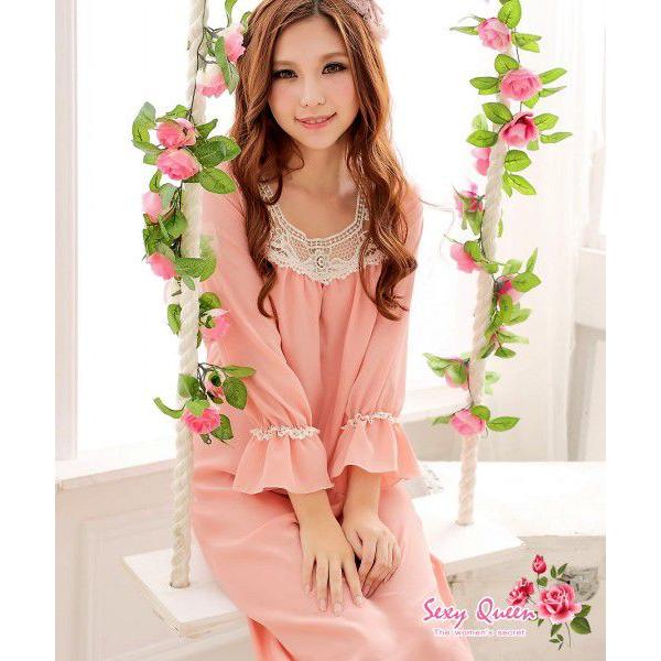 ルームウェア ネグリジェ 可愛い ロングワンピース Sweetガールのナイティネグリジェロングワンピース ゆうパケット同梱不可 Jxs1367 オシャrevo 通販 Yahoo ショッピング