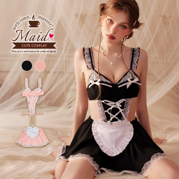 ミ*ス様 メイド服　 セクシー ランジェリー コスプレ 4点セット セクシー コスチューム メイド メイド服 テディ ランジェリー セクシー