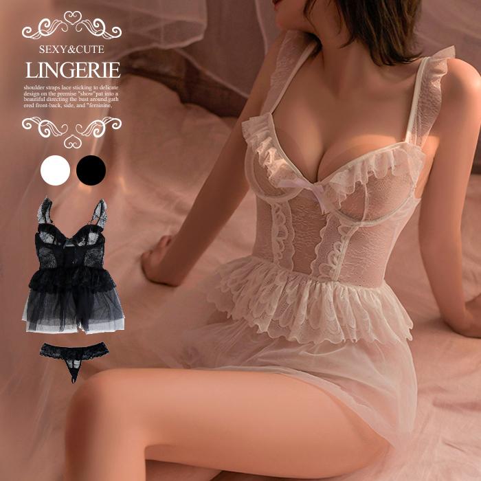 セクシー ランジェリー ベビードール Tバック セット フリルベビードール 大人 シースルー ワンピース セクシーランジェリー 下着 Mf7718 オシャrevo 通販 Yahoo ショッピング