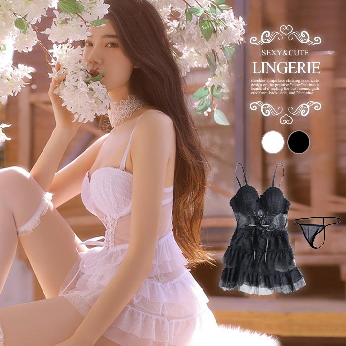 セクシー ランジェリー ベビードール Tバック セット 大人 シースルー ワンピース セクシーランジェリー 下着 レディース Sexy Lingerie ブラック ホワイト Mf7738 オシャrevo 通販 Yahoo ショッピング
