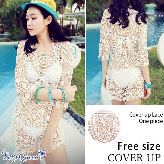 水着 体型カバー 水着の上 ワンピース クロシェレース ニットトップス Ml0090 オシャrevo 通販 Yahoo ショッピング