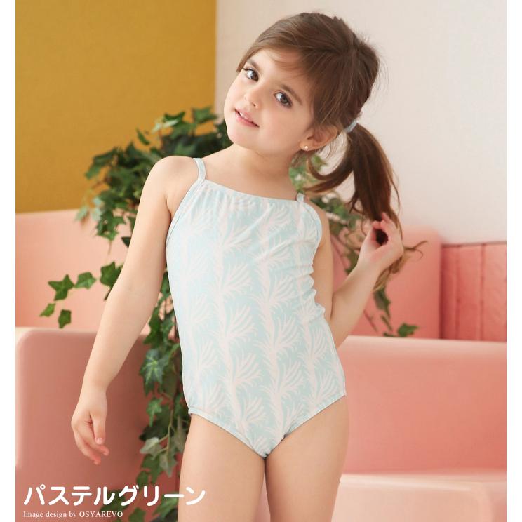 水着 女の子 ワンピース キッズ水着 女の子 リーフ柄 グリーン ピンク オールインワン ワンピース水着 子ども水着 110 1 130 140 150 Cm Rt1901 オシャrevo 通販 Yahoo ショッピング