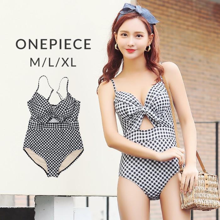 水着 レディース 体型カバー ワンピース ギンガムチェック トレンド水着 チェック柄 ワンピース水着 フロントカット セクシー オールインワン 可愛い 代 30代 Viki056 オシャrevo 通販 Yahoo ショッピング