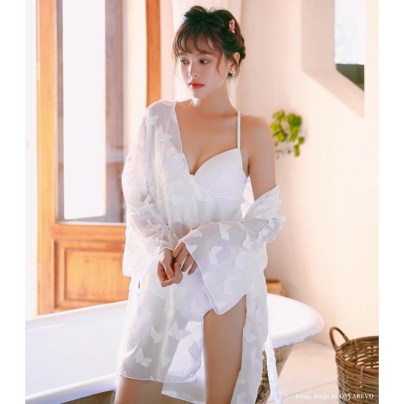 流行に 水着 レディース ビキニ 体型カバー 3点セット おしゃれ リゾート水着 シアー ロングガウン ホワイト 白 無地 フェミニン オトナ女子 短納期 早者勝ち Www Centrodeladultomayor Com Uy