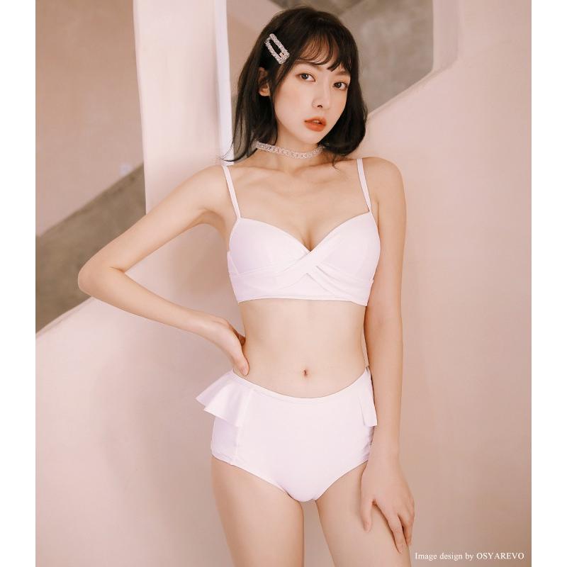 水着 レディース 体型カバー ビキニ ワンピース付き セット水着 ホワイト 白 無地 ドット柄 可愛い 体型カバー水着 ママ水着 ミセス Viki0 オシャrevo 通販 Yahoo ショッピング