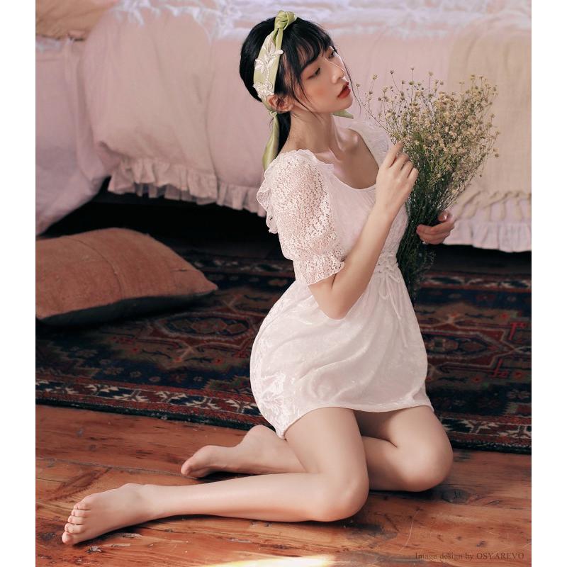 水着 レディース ワンピース 体型カバー レース ベロア パフスリーブワンピース 水着 白 ママ水着 オトナ女子 30代 40代 50代 代 オールインワン ホワイト Viki186 オシャrevo 通販 Yahoo ショッピング